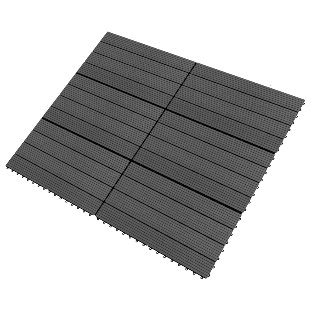 Piastrelle per Decking in WPC 6 pz 60x30 cm 1,08 mÂ² Nere