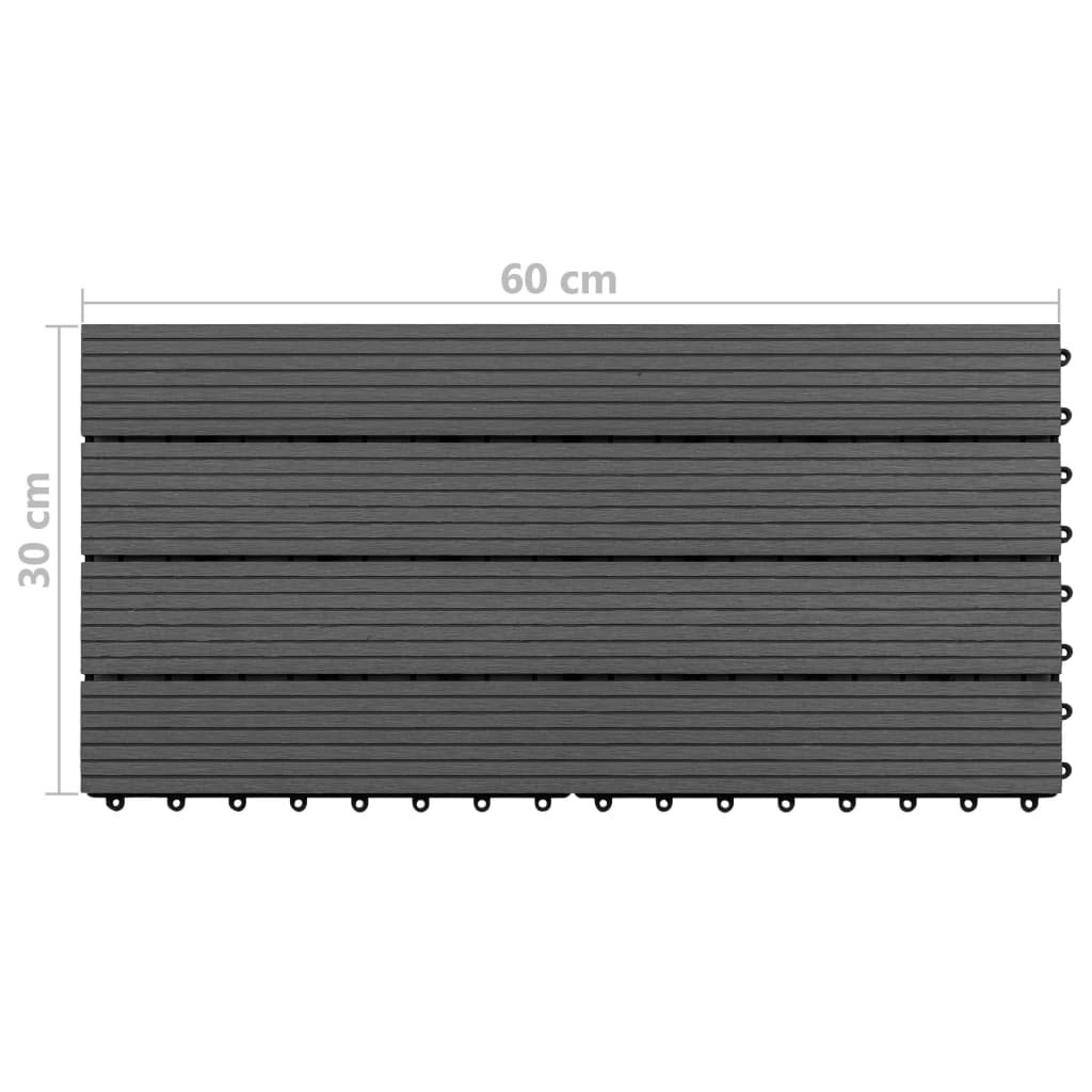 Piastrelle per Decking in WPC 6 pz 60x30 cm 1,08 m² Nere 149029