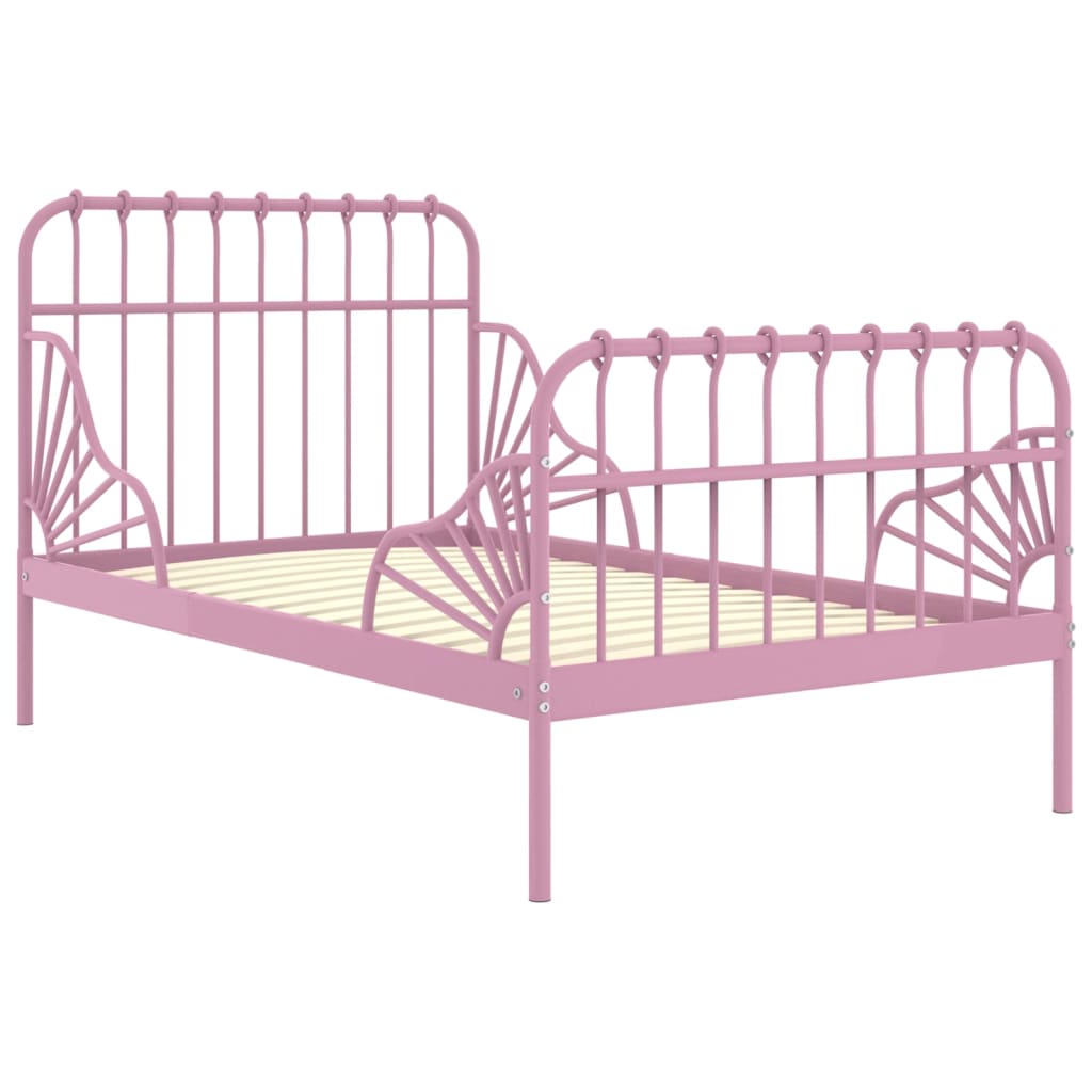 Giroletto Estendibile-Struttura Letto Rosa in Metallo 80x130/200 cm