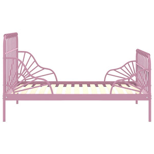 Giroletto Estendibile-Struttura Letto Rosa in Metallo 80x130/200 cm