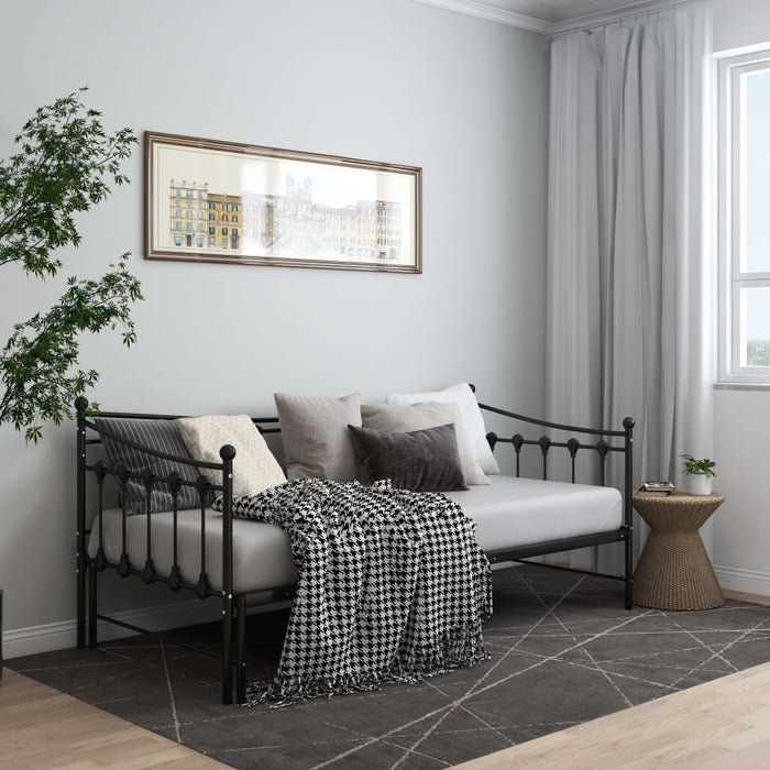 Telaio Divano Letto Estraibile Nero in Metallo 90x200 cm 324758