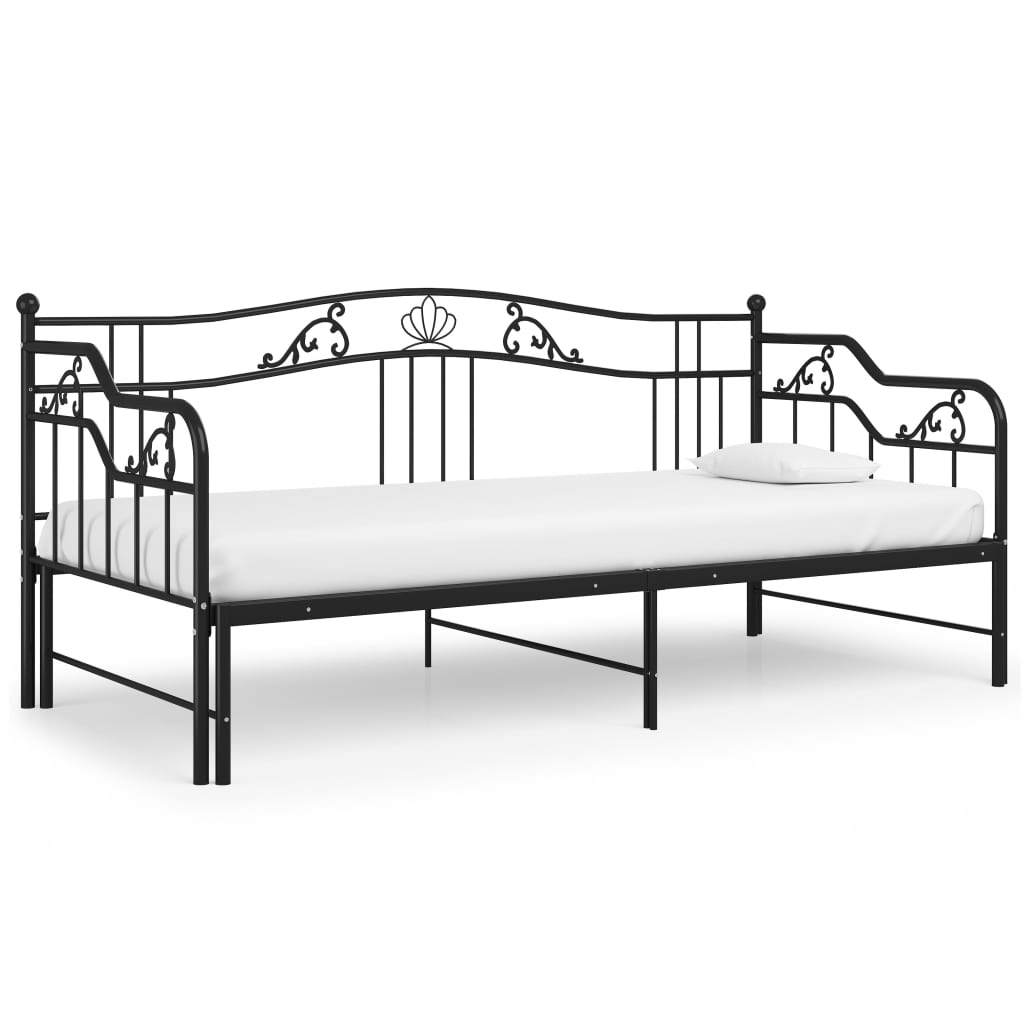 Telaio Divano Letto Estraibile Nero in Metallo 90x200 cm 324764