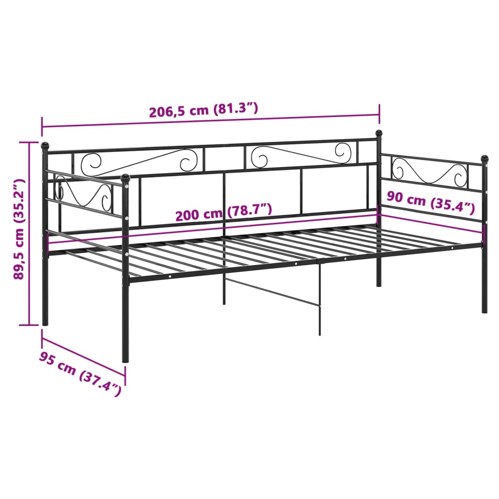 Divano Letto Telaio Nero in Metallo 90x200 cm cod mxl 60083