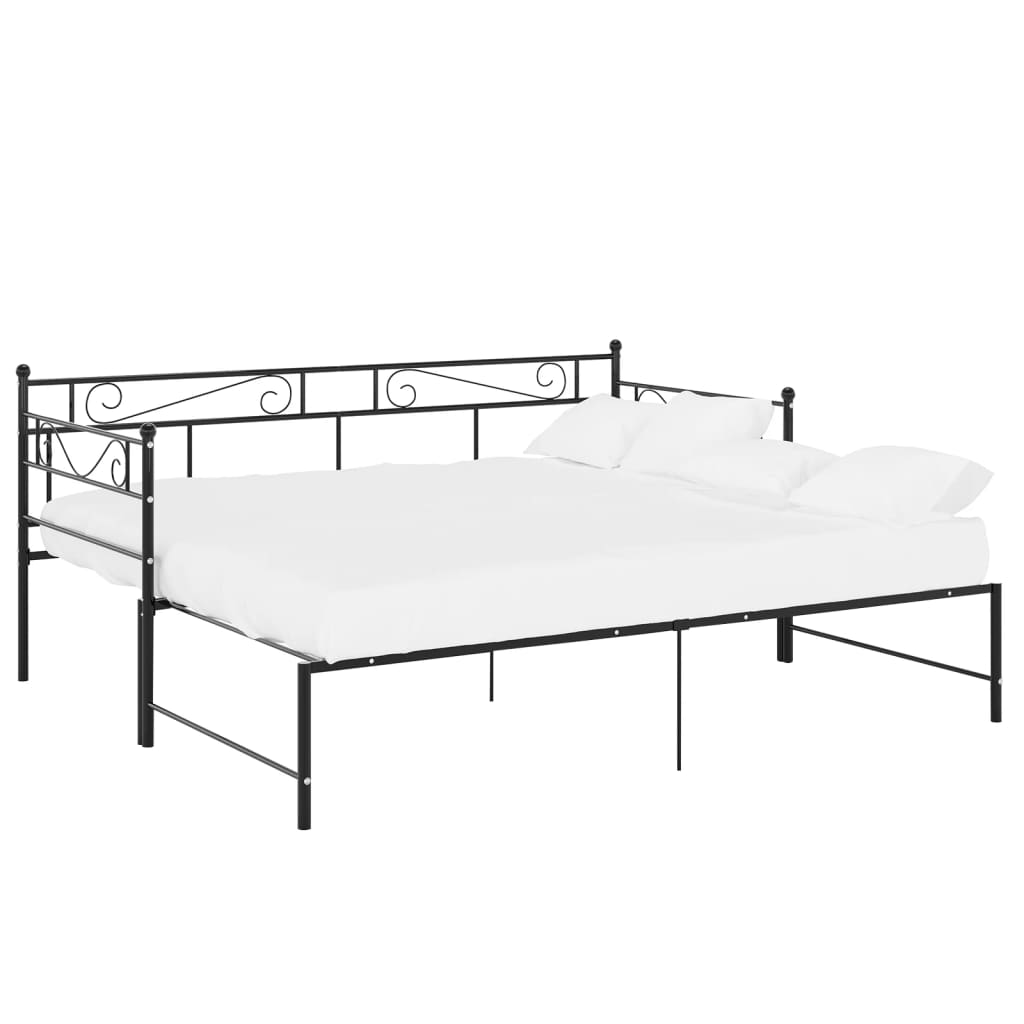 Telaio Divano Letto Estraibile Nero in Metallo 90x200 cm 324770