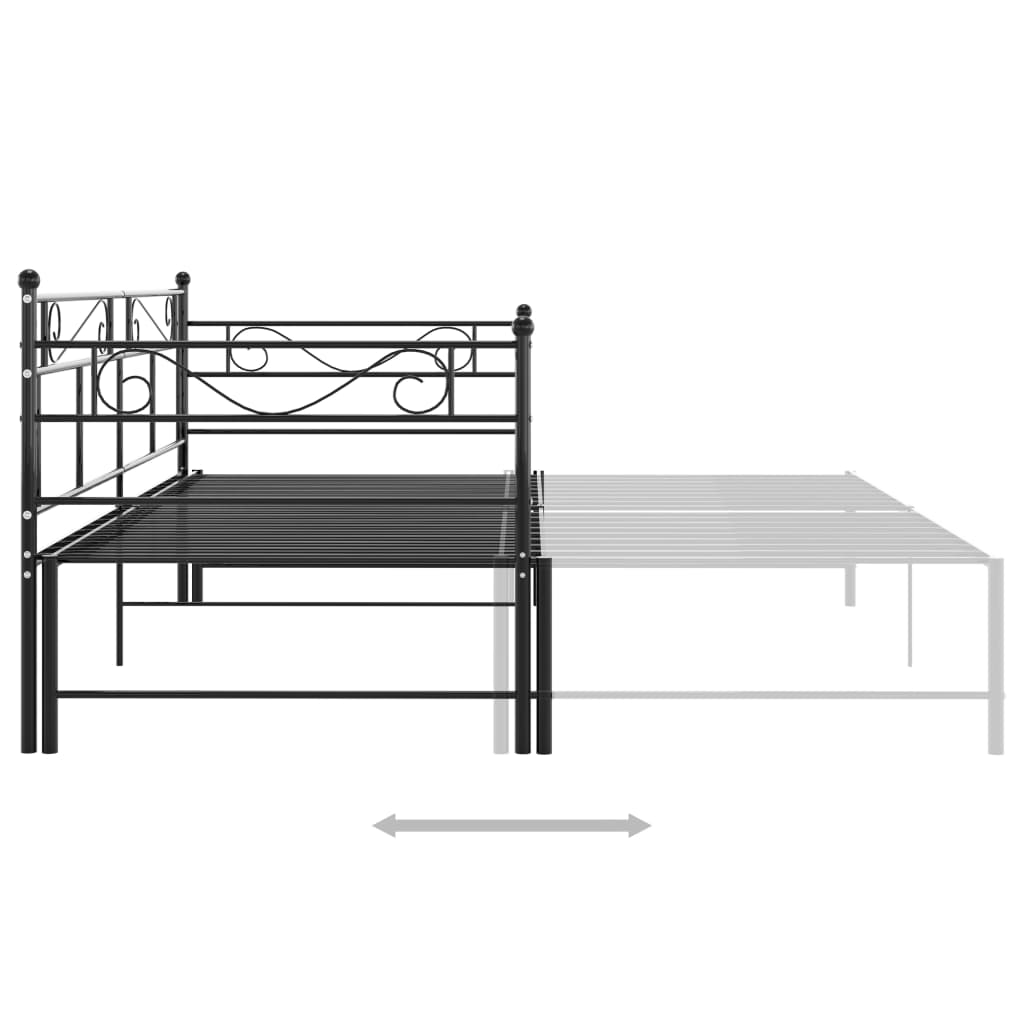Telaio Divano Letto Estraibile Nero in Metallo 90x200 cm cod mxl 60636