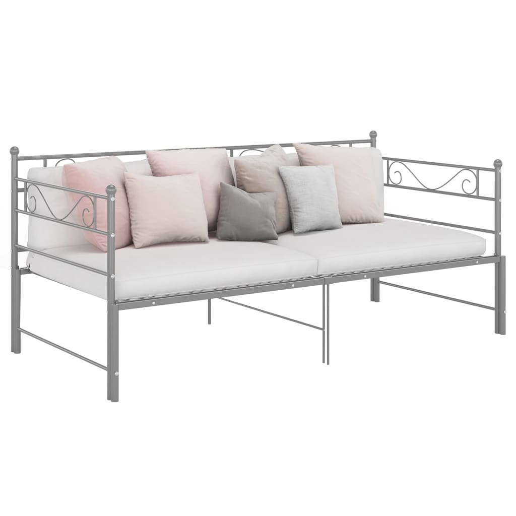 Telaio Divano Letto Estraibile Grigio in Metallo 90x200 cm