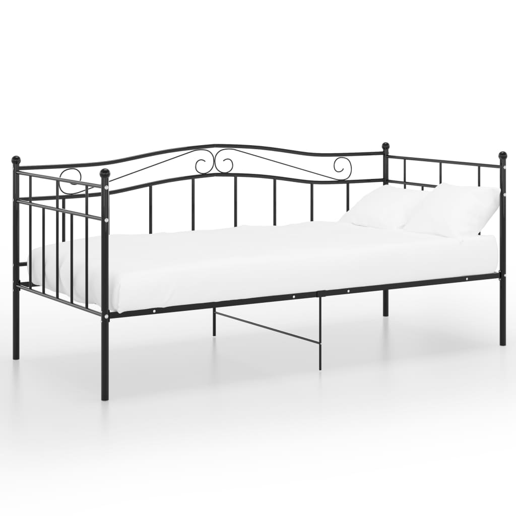 Divano Letto Telaio Nero in Metallo 90x200 cm 324779