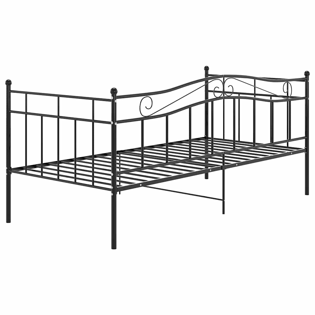 Divano Letto Telaio Nero in Metallo 90x200 cm 324779