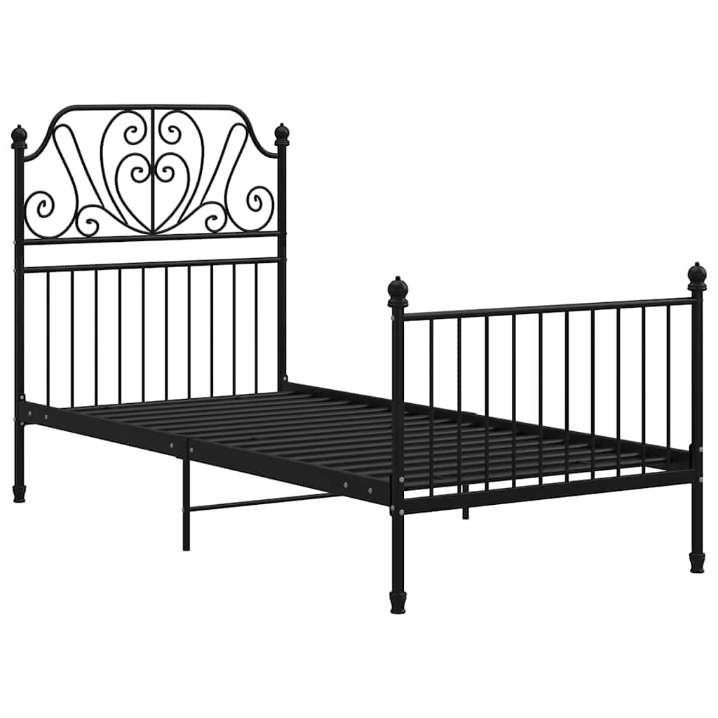 Giroletto-Struttura Letto Nero in Metallo 90x200 cm 480301