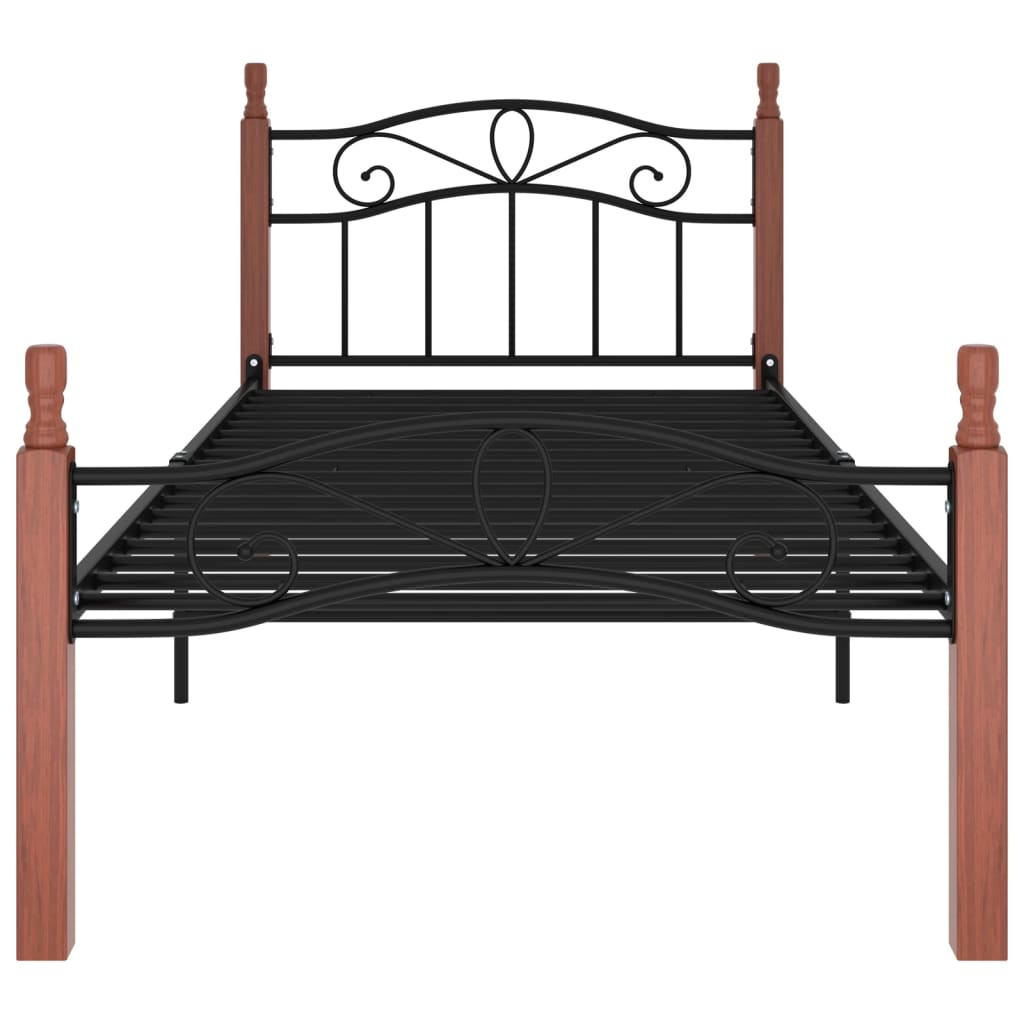 Giroletto Nero in Metallo e Legno Massello di Rovere 100x200 cm 324905