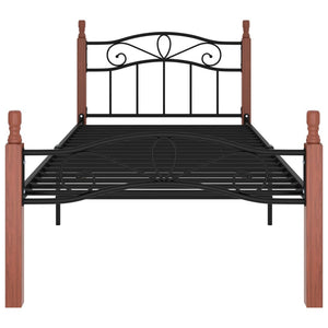 Giroletto Nero in Metallo e Legno Massello di Rovere 100x200 cm 324905