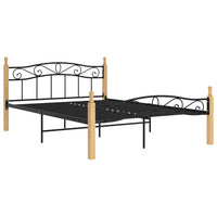 Giroletto in Metallo Nero e Legno Massello di Rovere 160x200 cm cod mxl 56579