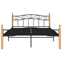 Giroletto in Metallo Nero e Legno Massello di Rovere 160x200 cm cod mxl 56579