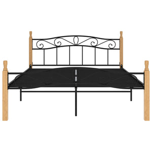 Giroletto in Metallo Nero e Legno Massello di Rovere 160x200 cm cod mxl 56579