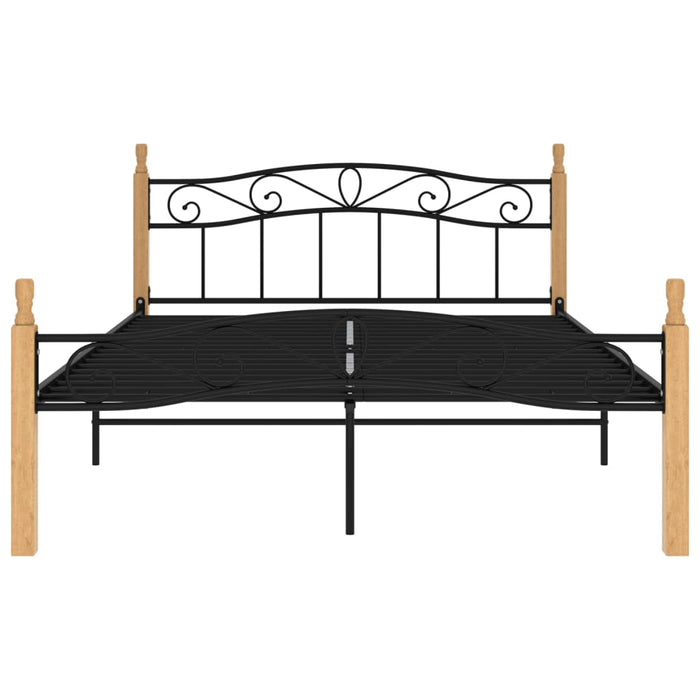 Giroletto in Metallo Nero e Legno Massello di Rovere 160x200 cm cod mxl 56579