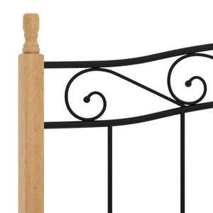 Giroletto in Metallo Nero e Legno Massello di Rovere 160x200 cm cod mxl 56579