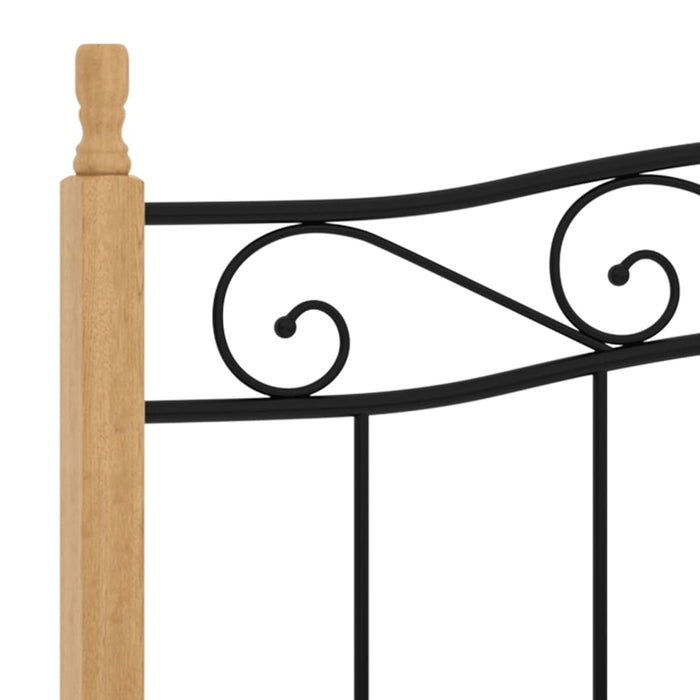 Giroletto in Metallo Nero e Legno Massello di Rovere 160x200 cm cod mxl 56579
