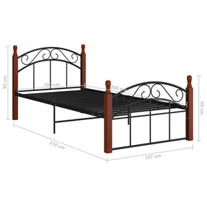 Giroletto Nero in Metallo e Legno Massello di Rovere 100x200 cm 324919