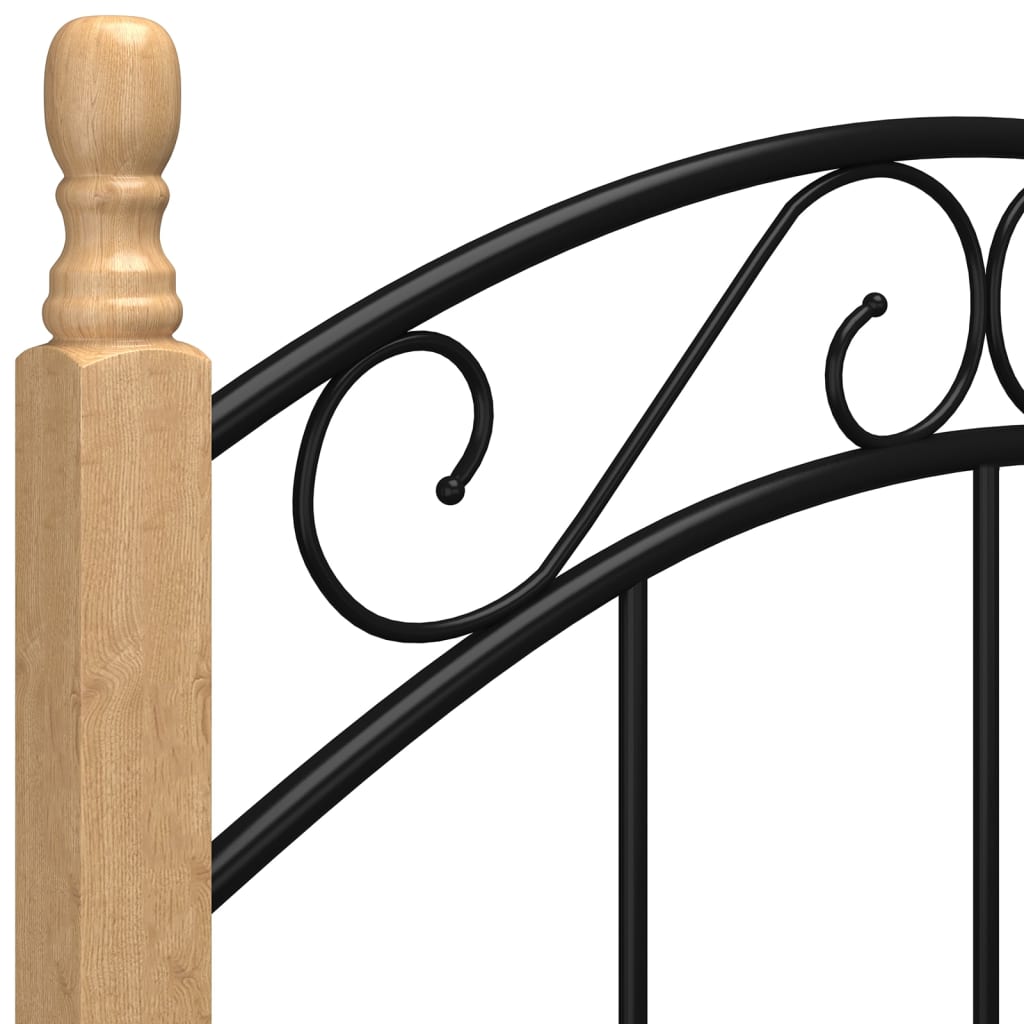 Giroletto Nero in Metallo e Legno Massello di Rovere 90x200 cm 324925