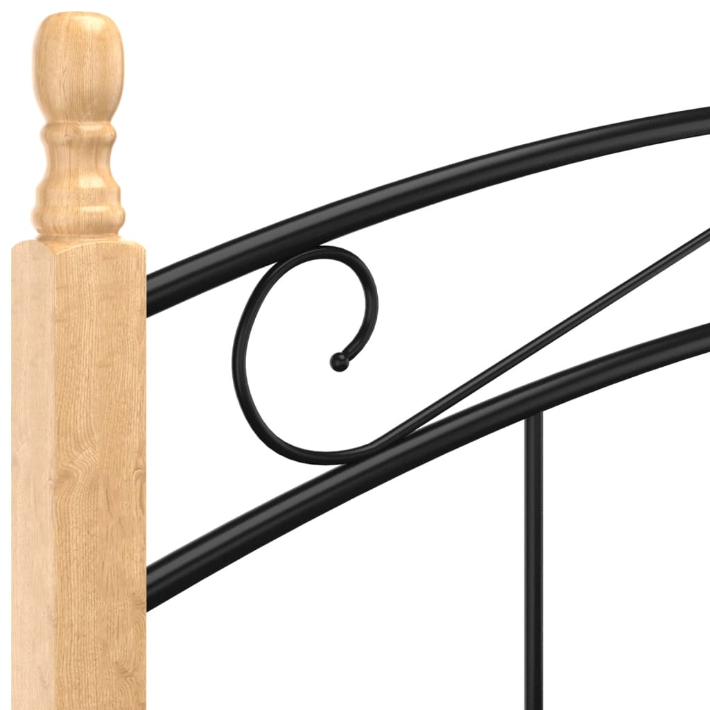 Giroletto Nero in Metallo e Legno Massello di Rovere 160x200 cm 324929