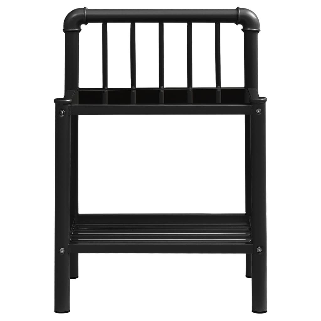 Comodino Nero 45x34,5x62,5 cm in Metallo e Vetro 325096
