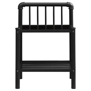 Comodino Nero 45x34,5x62,5 cm in Metallo e Vetro 325096
