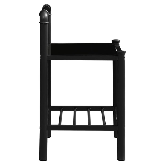 Comodino Nero 45x34,5x62,5 cm in Metallo e Vetro 325096