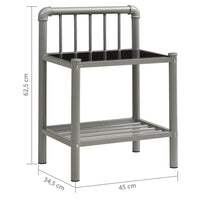 Comodini 2 pz Grigio e Nero in Metallo e Vetro 325101