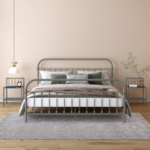 Comodini 2 pz Grigio e Nero in Metallo e Vetro 325101