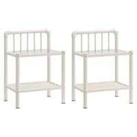 Comodini 2 pz Bianchi e Trasparenti in Metallo e Vetro cod mxl 29901