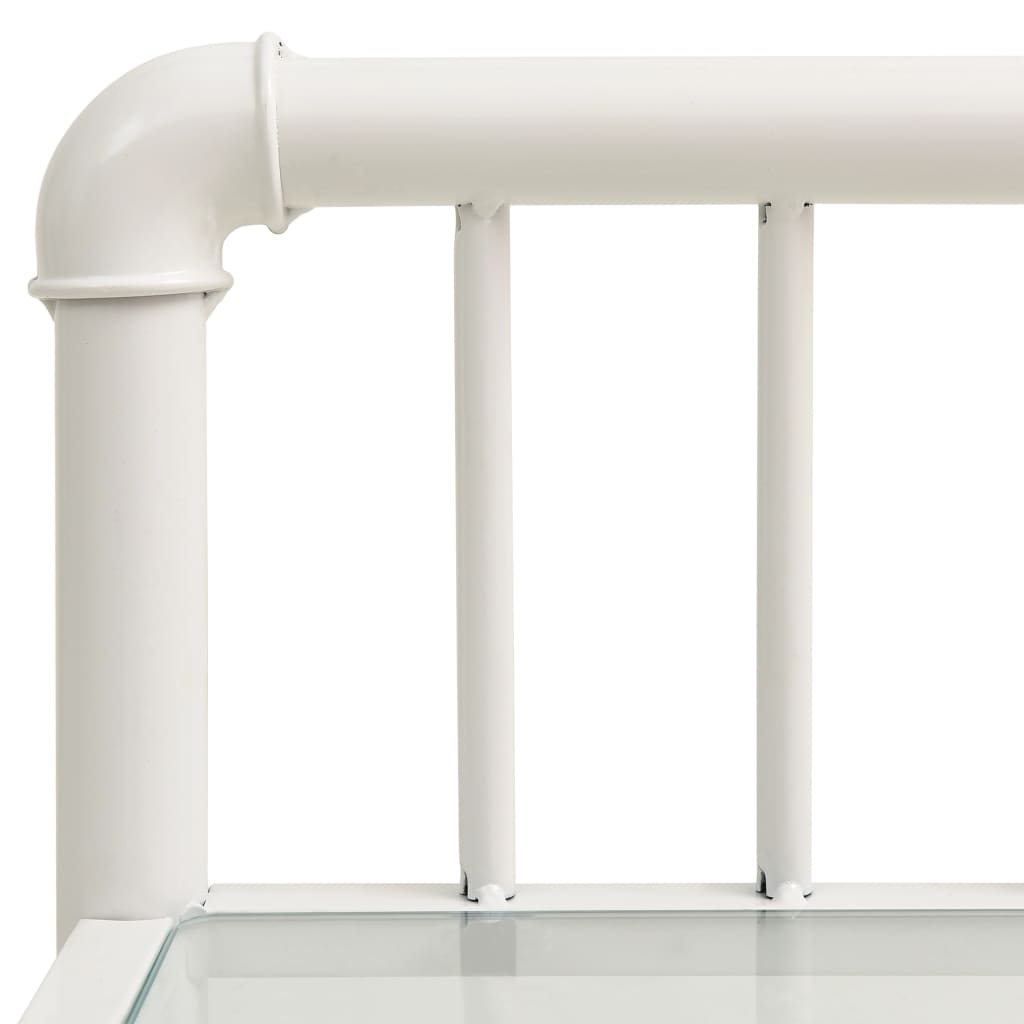 Comodini 2 pz Bianchi e Trasparenti in Metallo e Vetro cod mxl 29901