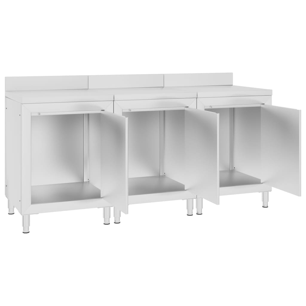 Tavolo da lavoro commerciale con mobiletto 180 x 60 x 96 cm acciaio inox 02_0001901