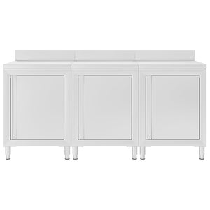 Tavolo da lavoro commerciale con mobiletto 180 x 60 x 96 cm acciaio inox 02_0001901