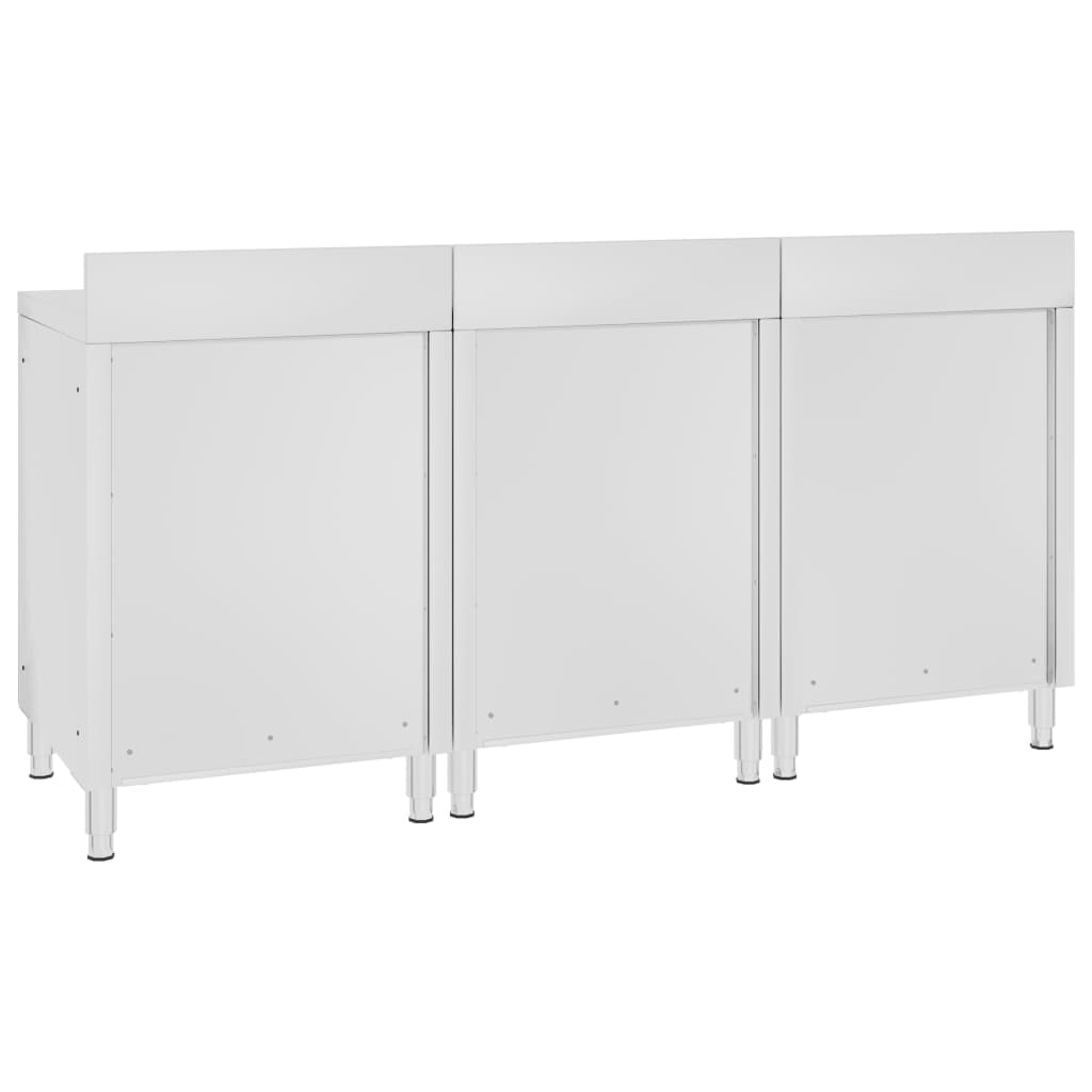 Tavolo da lavoro commerciale con mobiletto 180 x 60 x 96 cm acciaio inox 02_0001901