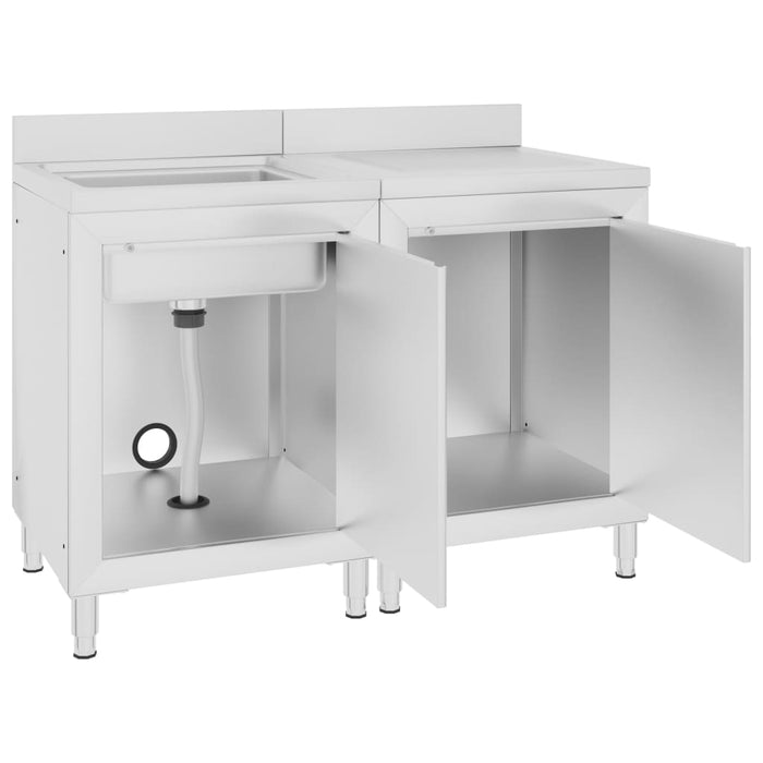Lavello da cucina professionale in acciaio 120 x 60 x 96 cm inox 02_0000724