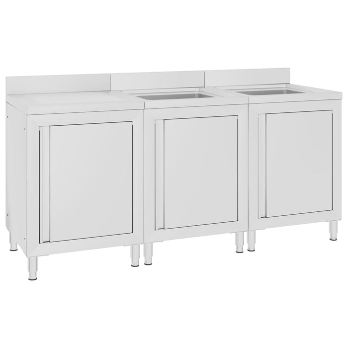 Mobiletto da Cucina con Lavandino in Acciaio Inox 180x60x96 cm cod mxl 75797