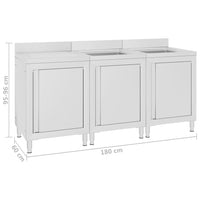 Lavello cucina professionale 180 x 60 x 96 cm acciaio inox 02_0000720