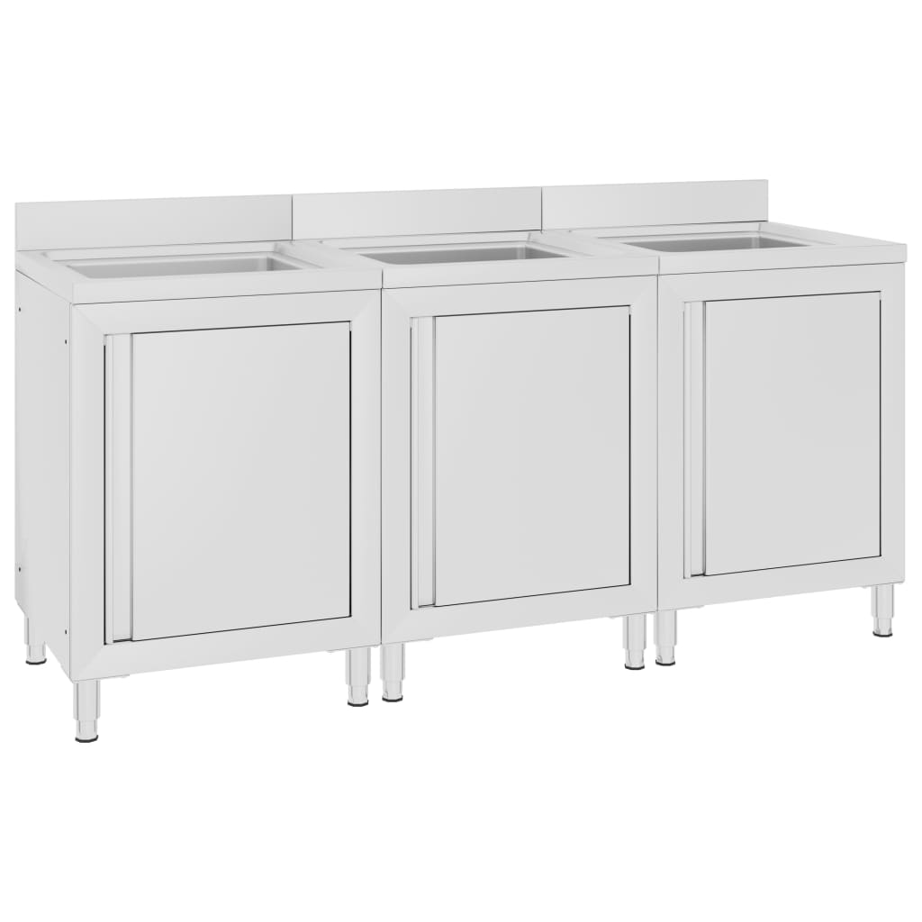 Set di 3 lavelli da cucina professionali da 96 cm in acciaio inox 02_0000726