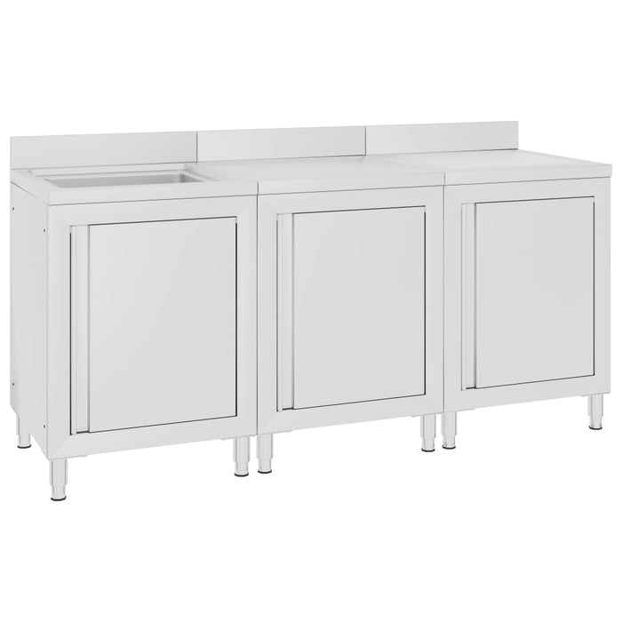 Mobiletto da Cucina con Lavandino in Acciaio Inox 180x60x96 cm cod mxl 69611