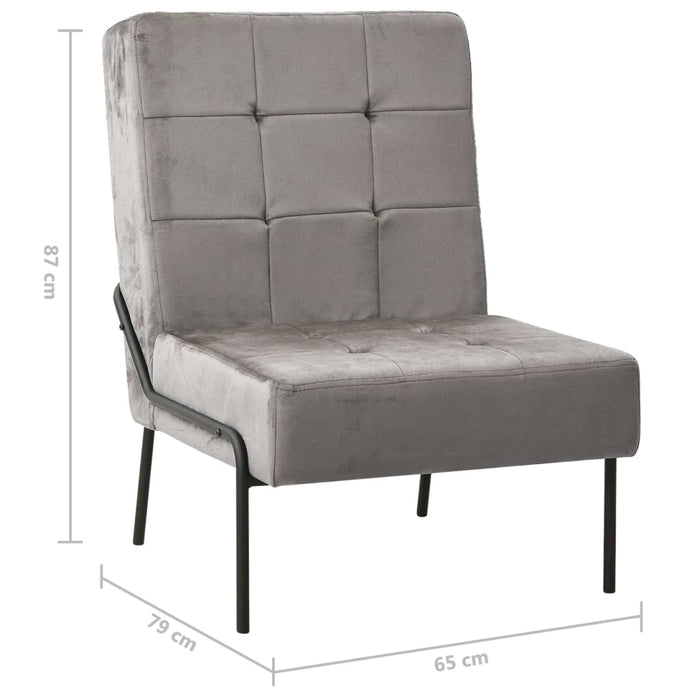 Poltrona Relax 65x79x87 cm Grigio Chiaro in Velluto 325770