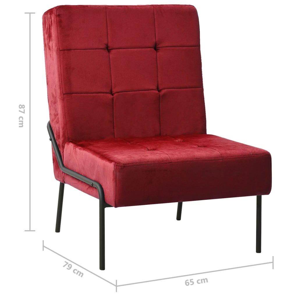 Poltrona Relax 65x79x87 cm Rosso Vino in Velluto 325775