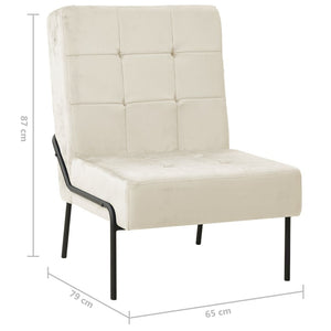 Poltrona Relax 65x79x87 cm Bianco Crema in Velluto 325779