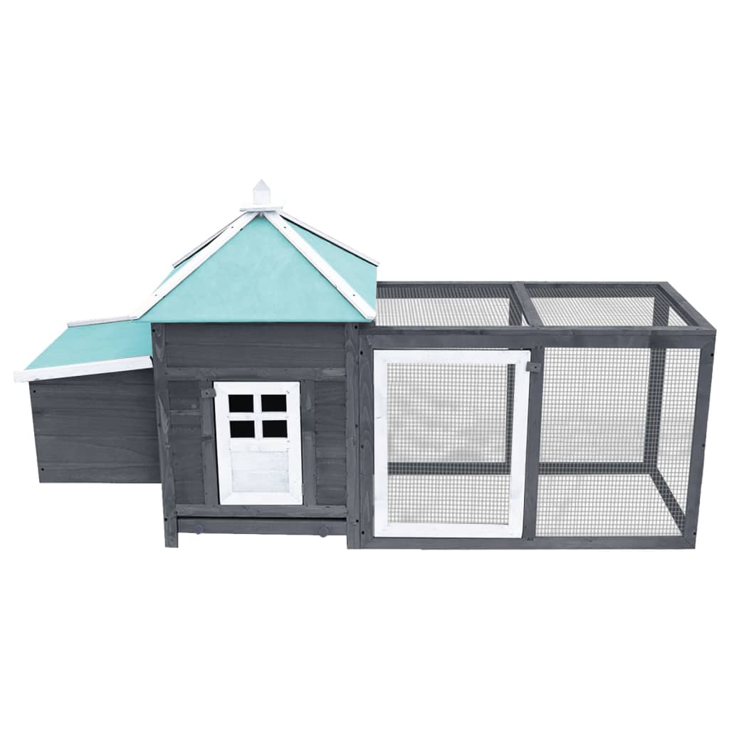 Pollaio con nido grigio 193 x 68 x 104 cm legno massello di abete 02_0001671