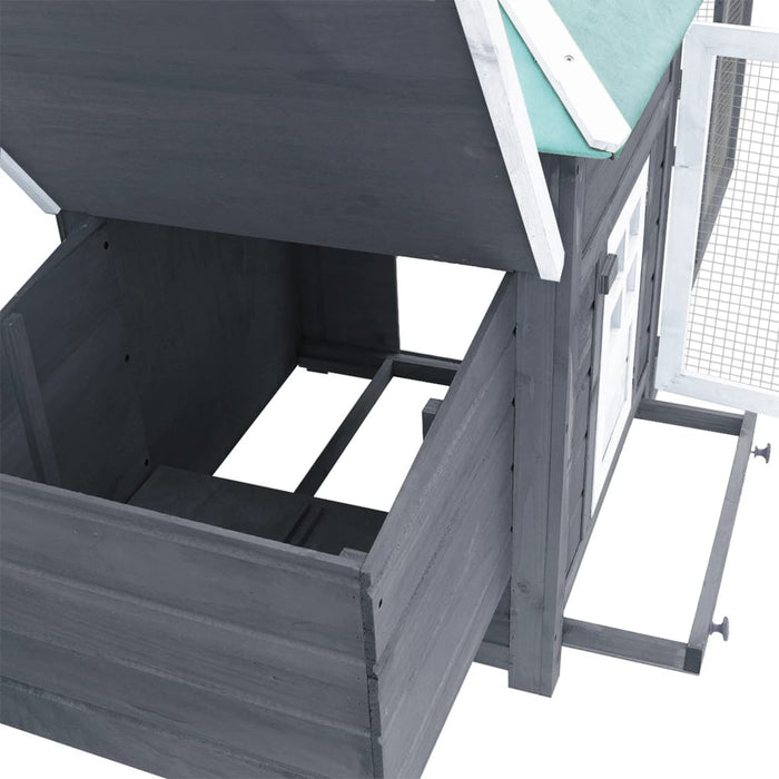 Pollaio con nido grigio 193 x 68 x 104 cm legno massello di abete 02_0001671