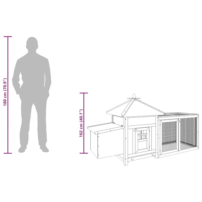 Pollaio con Casetta Nidificazione Rosso 190x72x102 cm in Abete 170983