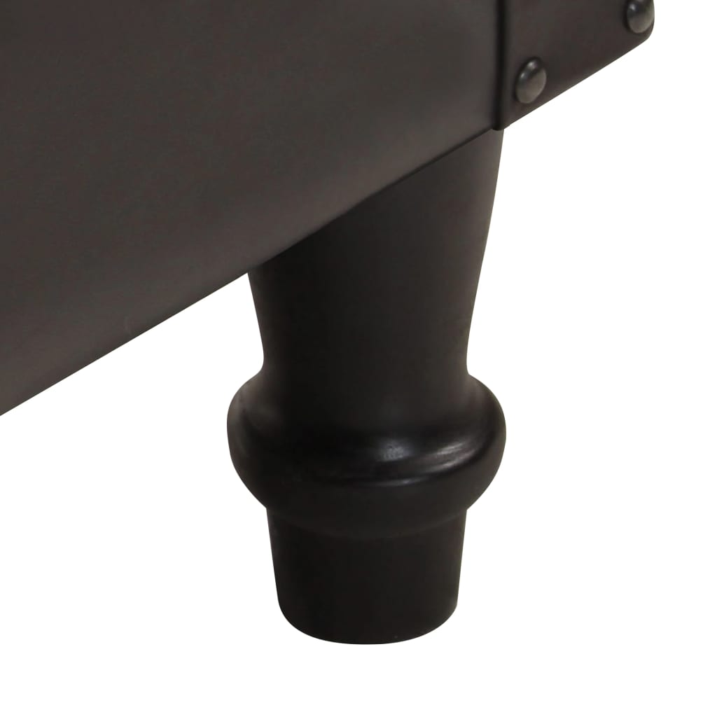 Poltrona a Pozzetto Nera in Vera Pelle e Legno Massello Mango 320606