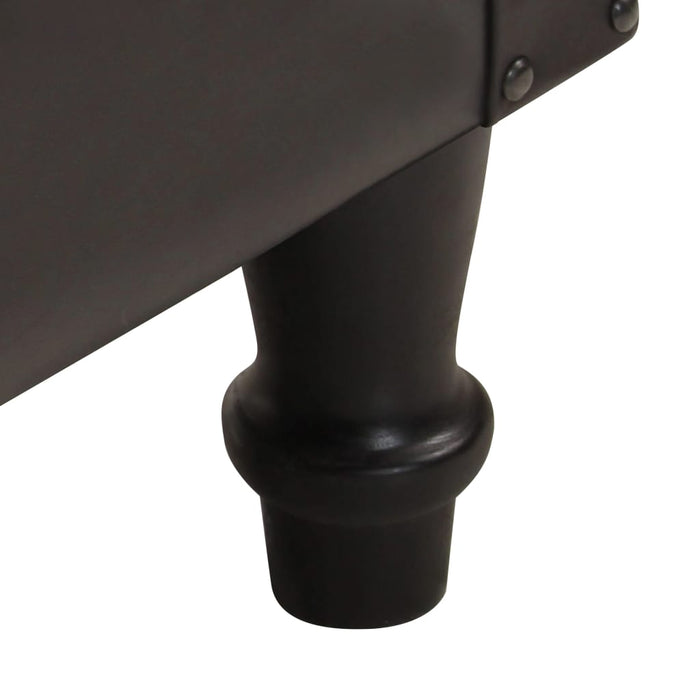 Poltrona a Pozzetto Nera in Vera Pelle e Legno Massello Mango 320606