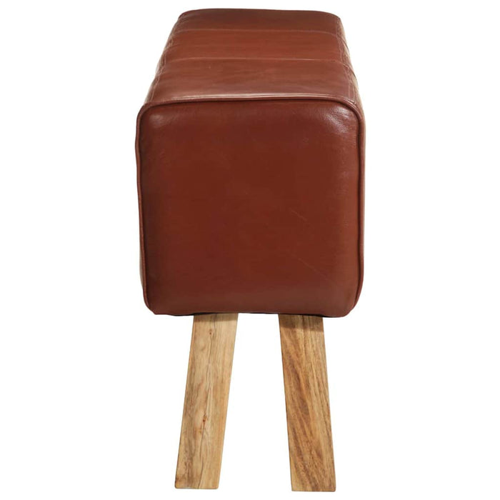 vidaXL Panca da Palestra 160cm Vera Pelle Marrone e Massello di Acacia