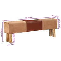 Panca da Palestra 160cm Vera Pelle Marrone e Massello di Acacia 320608