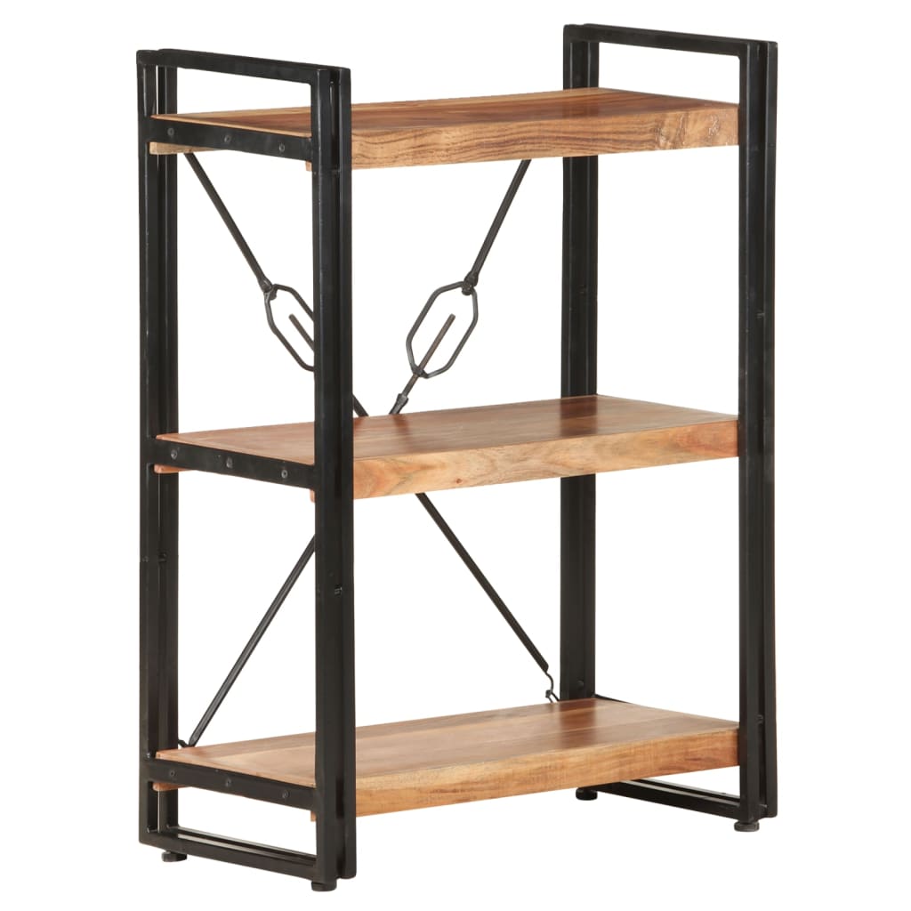 Libreria a 3 Ripiani-Scaffale per Libri-Mobile di Stoccaggio 60x30x80 cm in Legno Massello di Acacia